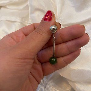 Silver and green vitange drop earrings